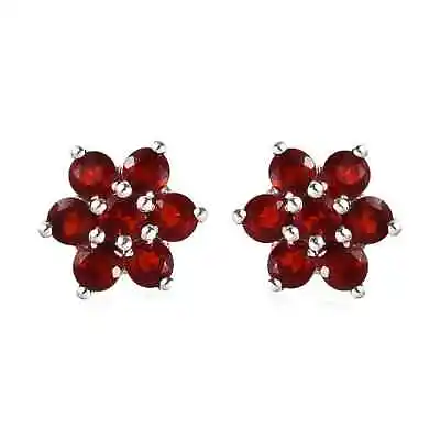 AWESOME 1.25ctw Mexican Cherry Fire Opal Studs Platinum Plated Sterling Silver • $36