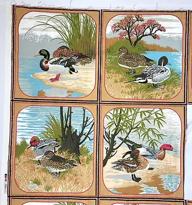 Vintage Duck Fabric Panel 14 Squares Lightweight Upholstery Mallard Man Cave • $24.99