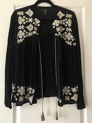 Womens Target Mossimo Black White Embroidered Shirt Cardigan Size XSmall XS • $5