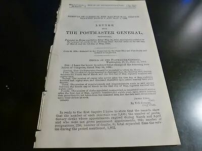 Government Report 1894 Removal Of Clerks The Railway Service 3/4/1889-5/1/1889 • $22