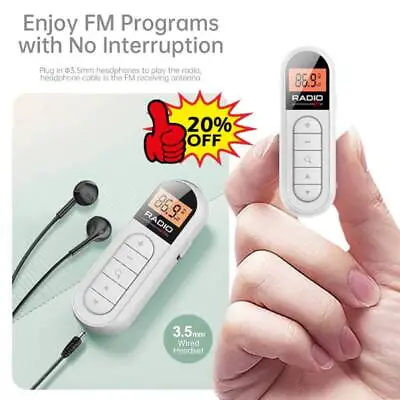 Mini Digital Portable Pocket LCD AM FM Radio Stereo - -USB Rechargeable • $10.47