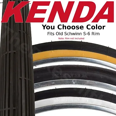 Kenda K23 26 X 1-3/8 X 1-1/4  Bike Tire ISO 37-597 Schwinn S6 Black Gum Or White • $18.71