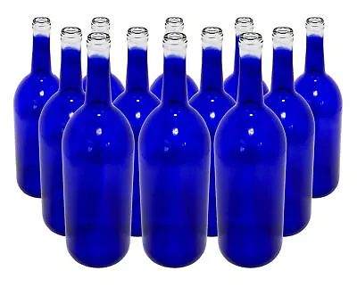 12-Cobalt Blue Bordeaux Flat Bottom 1.5 Ltr Glass Bottles-Beer Or Wine Making • $73.48