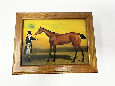 Vintage Hand Painted Race Horse Lidded Trinket Box W/ Stubbs Style Illustration • $49