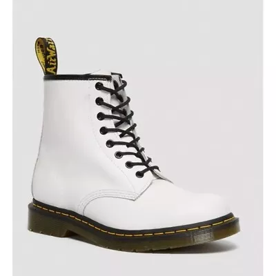 Dr. Martens 1460 SMOOTH LEATHER LACE UP BOOTS White Unisex Sz 6 Mens • $105.99