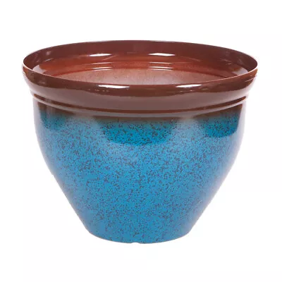 Ceramic Look Planter 39.5cm (15.5in) Mottled Blue • £17.99