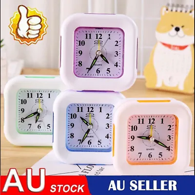 $12.69 • Buy Quartz Alarm Clock With Night Light No Tick Snooze Small Bedside Clocks AU