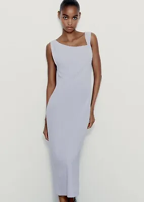 ZARA Lilac Flowing Dress With Pleats Size Medium BNWT • £22.99