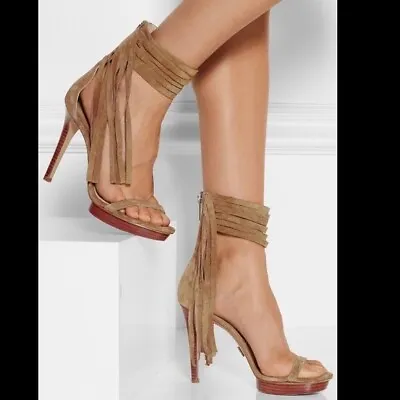 Michael Kors Collection Daphne Suede Fringe Sandal Shoes($495) ~ Brown Size 6 • $95