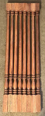 Vintage Lot 8 Reclaimed Wooden Oak Spindles 1-1/4”x1-1/4” 31-3/8” Long Finished • $45