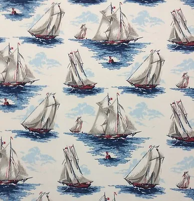 P Kaufmann Set Sail Marine O4010 Sail Boat Outdoor Indoor Fabric By Yard 54 W • $8.99