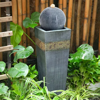 Outdoor Garden Patio LED Water Fountain Feature Sphere Ball Waterfall With Pump • £85.95