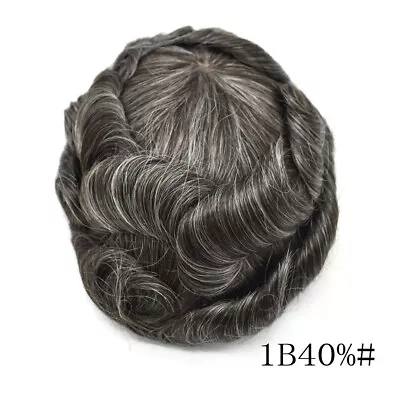 Mens Human Hair Replacement System Injection Skin Men Toupee Wig Hairpieces US • $99.99
