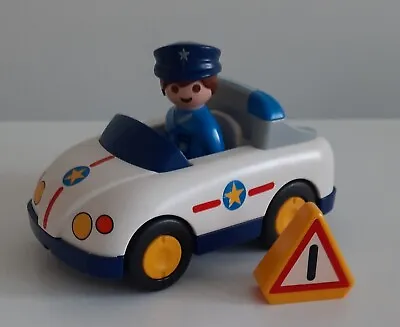 Complete Playmobil 123 Police Car 6797 Police Officer Warning Triangle • £4.99