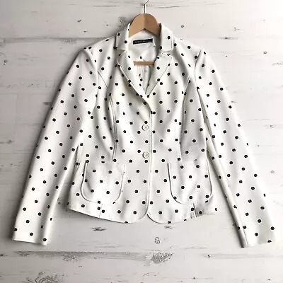 MARC CAIN Soft Jacket With Pockets Italian Fabric Cream Black Tennis N2 UK 12 • $42.90