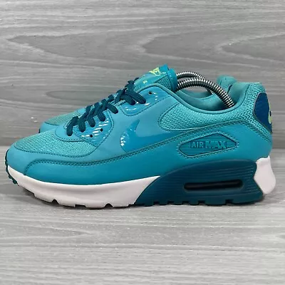 Nike Air Max 90 Ultra Essential Shoe Womens 7.5 Blue Green Sneaker 724981-403 • £48.20