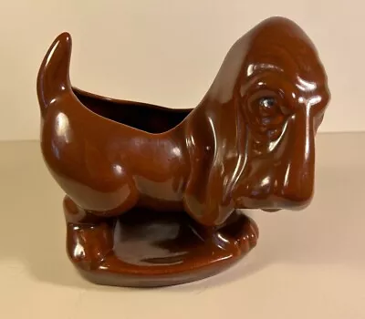 Vintage Ceramic Basset Hound Figurine Mid Century USA Vase Planter • $30