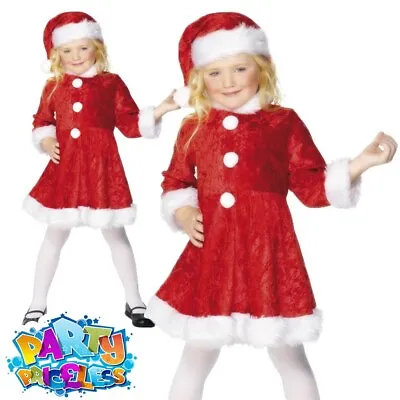 £10.99 • Buy Girls Mini Miss Santa Claus Costume Kids Christmas Child Fancy Dress Outfit Xmas