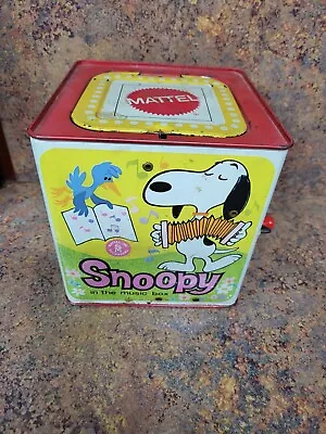 1952 Vintage Mattel Snoopy In The Music Box Toy Jack Tin Litho Works Wind Up • $17