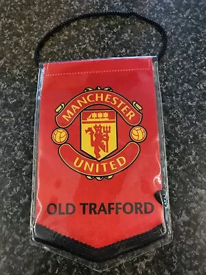 Manchester United OFFICIAL Pennant Badge Car Man Cave Hanger Approx 10cm X  17cm • £7.50