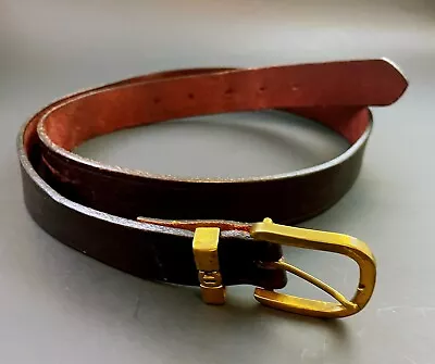 Vintage Mens Brown Aniline Cowhide Leather Belt Made In Italy Size 33.25 ~37.5  • $15.99