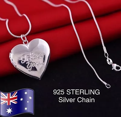 I LOVE YOU Heart Photo Picture Frame Locket Pendant 925 Sterling Silver Necklace • $10.95