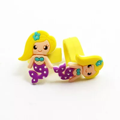 Cute Cartoon Character Mermaid Silica Gel Epoxy Rings Size 8 Yellow (ID #62) • $0.01