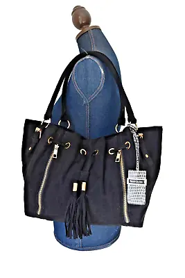 £10 • Buy River Island Black Soft  Tassle Shoulder Satchel Shopper Overnight Tote Bag