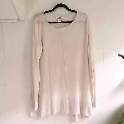 MAGASCHONI Cream Colored 100% Linen Long Scoop Neck Sweater Size Medium • $75