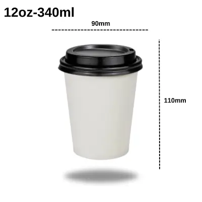 Disposable Coffee Cups White Paper Cups For Hot Drinks 8oz 12oz Reusable Lids • £84.99