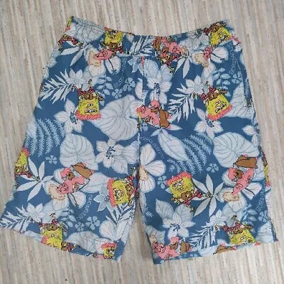 SpongeBob SquarePants Blue All Over Print Swimming Shorts/Trunks - Size Medium • £19.98