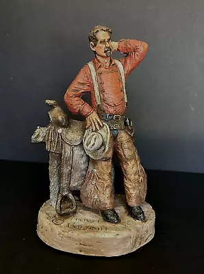 Vintage 1998-Michael Garman Cowboy  Hitchin Post  Hand Painted Statue • $145