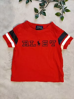 Ralph Lauren Polo Logo Cozy Y2k Kids/boys Red/Navy T-shirt • £6.50