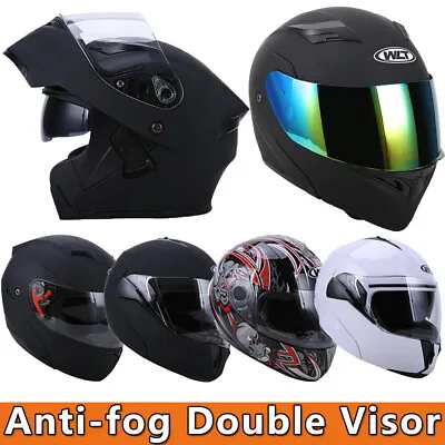 DOT Flip Up Modular Full Face Helmet Motorcycle Dual Visor Motocross S M XL XXL • $59.99