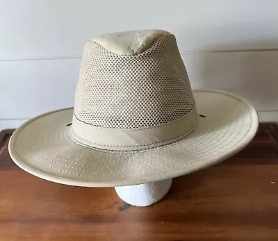 Vtg H1H Henschel Hat Mesh Aussie Grande Brim Fedora Size Large Vented Mesh USA • $24.99