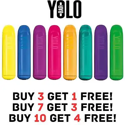 YOLO Wick Disposable Vape Pen 20mg Nic Salt 575 Puffs Bars Ecig Juice Pod Kit • £5.94