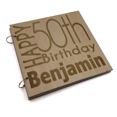 £15.99 • Buy Personalised 50th Birthday Engraved Large Wooden Scrapbook Photo Album LWOD-17