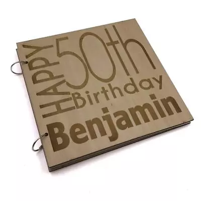 £16.99 • Buy Personalised 50th Birthday Engraved Large Wooden Scrapbook Photo Album LWOD-17