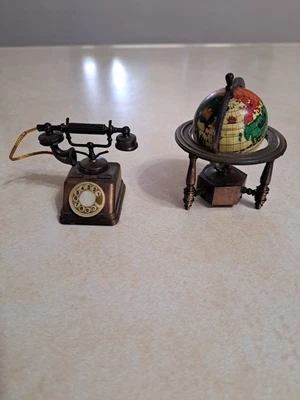 $8.99 • Buy Vintage Miniature Die-Cast Metal Spinning World Globe Phone Pencil  Sharpener