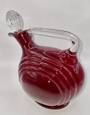 HTF Ruby Red Vintage Cambridge Glass Nautilus Decanter #3450 1930's Art Deco • $169