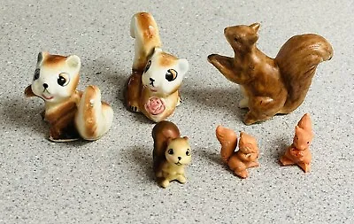 Vintage Miniature Bone China Animal Figurines Squirrels Lot Of 6 • $13.50