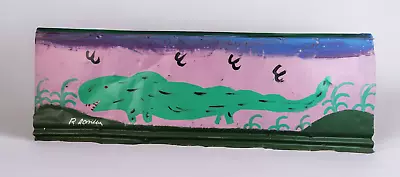 RA Miller Folk Art Signed Dinosaur Painting & Birds On Barn Tin Outsider Art 41  • $400