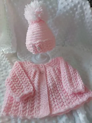 Beautiful Hand Knitted Baby Sets Newborn To 3 Months Set  • £10.50