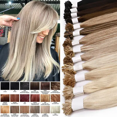 100% Russian Pre Bonded U Tip Nail Keratin Human Hair Extensions Remy Hair Ombre • £37.26