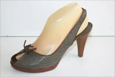 Minelli Court Shoes Heels Leather Ajouré Tint Mink T 39 Be • $52.60
