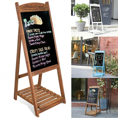 £34.96 • Buy Large Wood A-Board Pavement Sign Stand Blackboard Chalk - Traditional Chalkboard