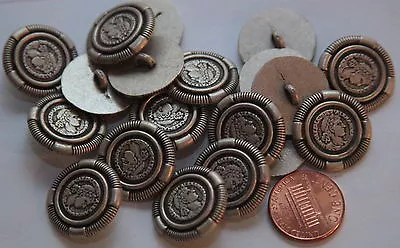 8 New Silver Tone Metal Buttons Old Coin Look 13/16  21mm # 4930 • $3.99