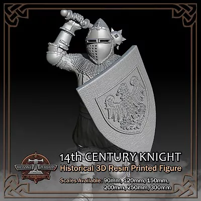 14th Century Knight - 3D Resin Printed Figure Model Kit - Scale 90mm To 300mm • $24.80