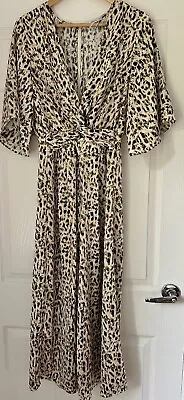 WORN ONCE Sheike Animal Print Jumpsuit Satin Fabric Size 10 • $35