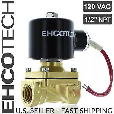 1/2  110V 120V AC Brass Electric Solenoid Valve Water Air Gas Viton NC 110VAC • $35.95